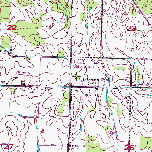 Topographic Map of Lipscomb Cemetery, AL