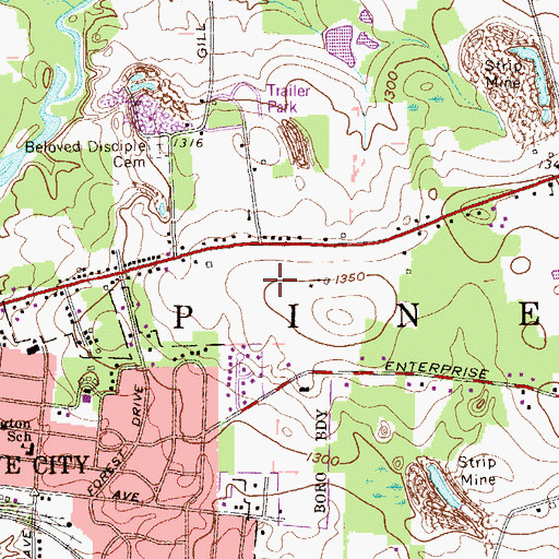 Topographic Map of Township of Pine, PA