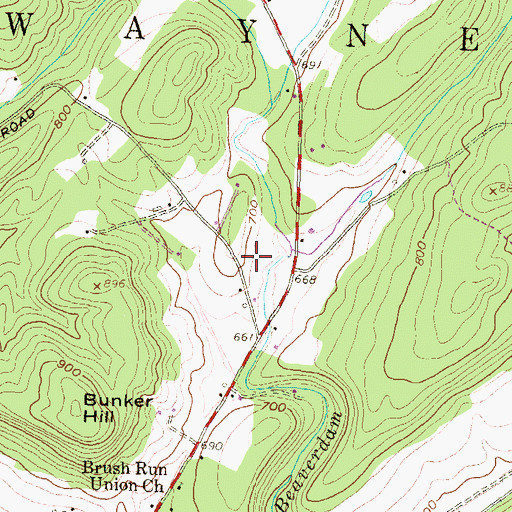 Topographic Map of Township of Wayne, PA