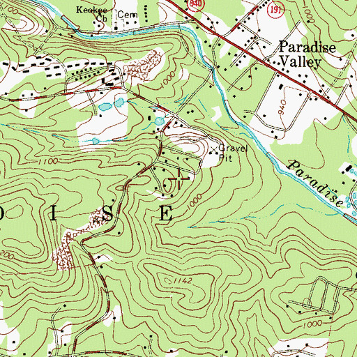 Topographic Map of Township of Paradise, PA