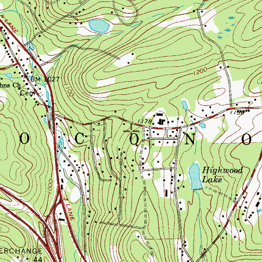 Topographic Map of Township of Pocono, PA
