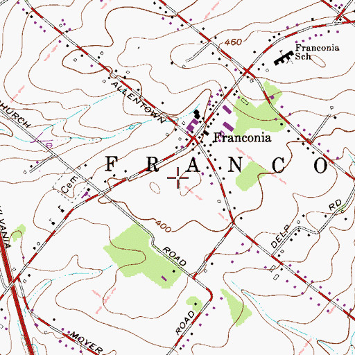 Topographic Map of Township of Franconia, PA