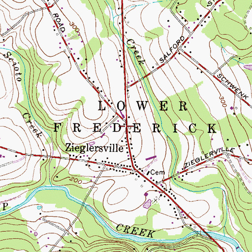 Topographic Map of Township of Lower Frederick, PA