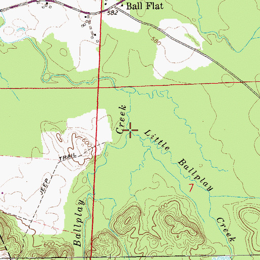 Topographic Map of Little Ballplay Creek, AL