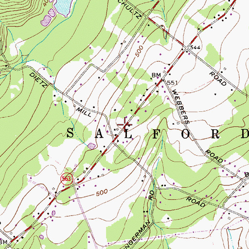 Topographic Map of Township of Salford, PA