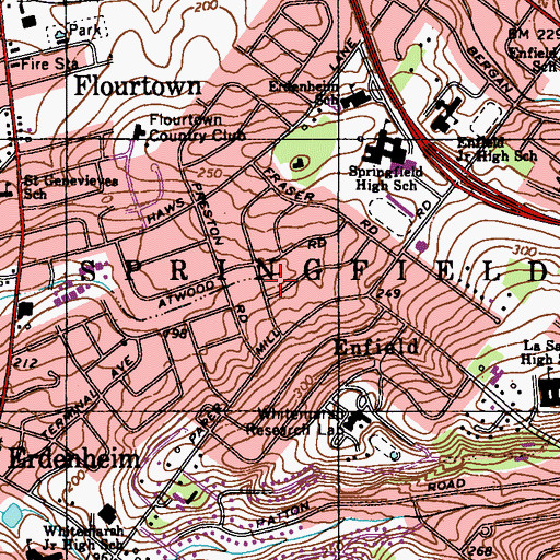 Topographic Map of Township of Springfield, PA