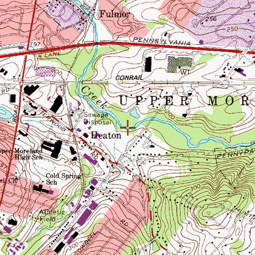 Topographic Map of Township of Upper Moreland, PA