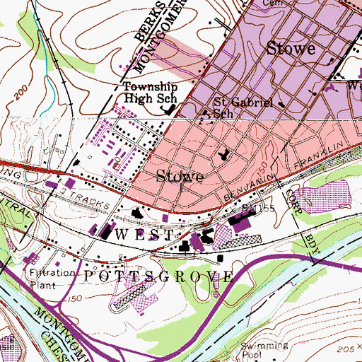 Topographic Map of Township of West Pottsgrove, PA