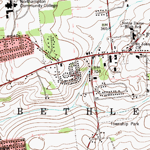 Topographic Map of Township of Bethlehem, PA