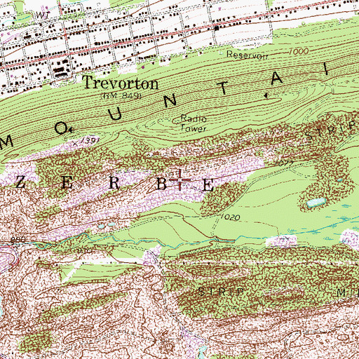 Topographic Map of Township of Zerbe, PA