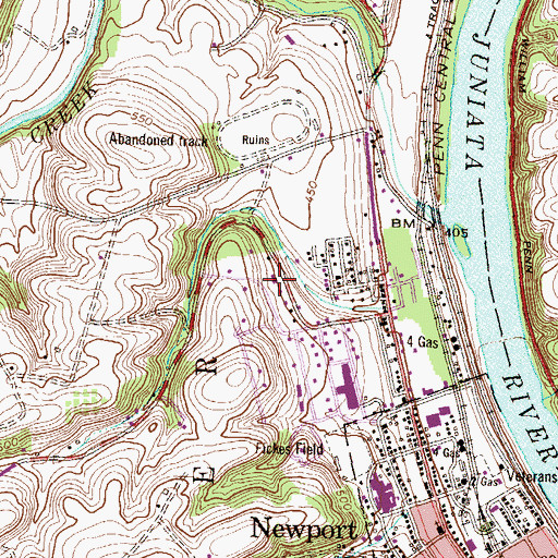 Topographic Map of Township of Oliver, PA