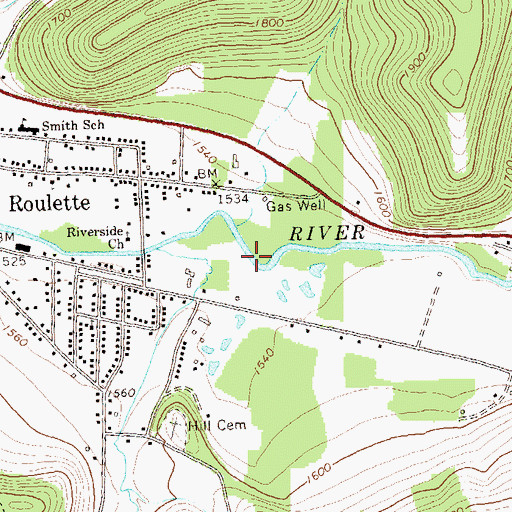 Topographic Map of Township of Roulette, PA