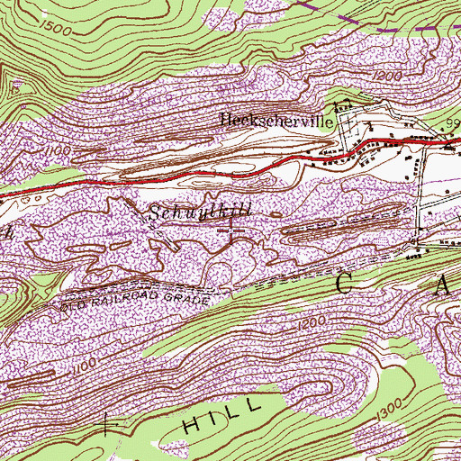 Topographic Map of Township of Cass, PA