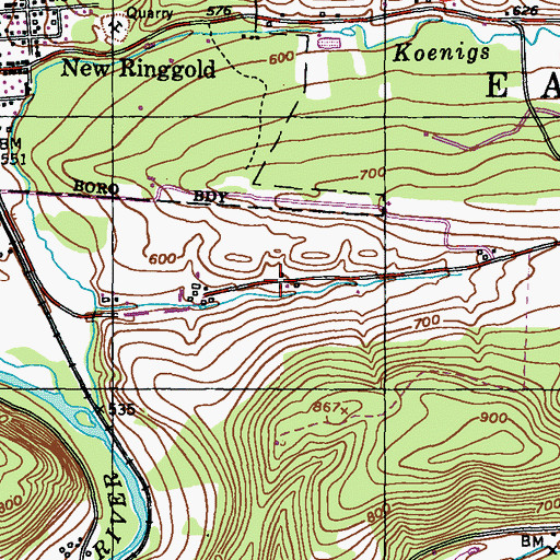Topographic Map of Township of East Brunswick, PA