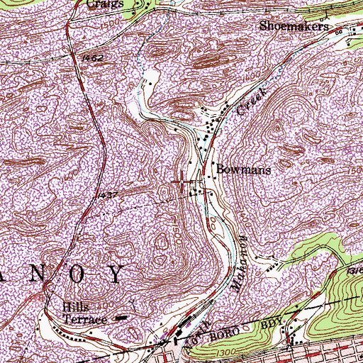 Topographic Map of Township of Mahanoy, PA