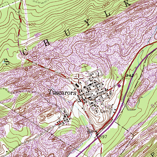 Topographic Map of Township of Schuylkill, PA