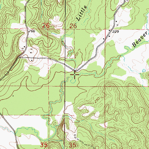 Topographic Map of Little Beaver Creek, AL
