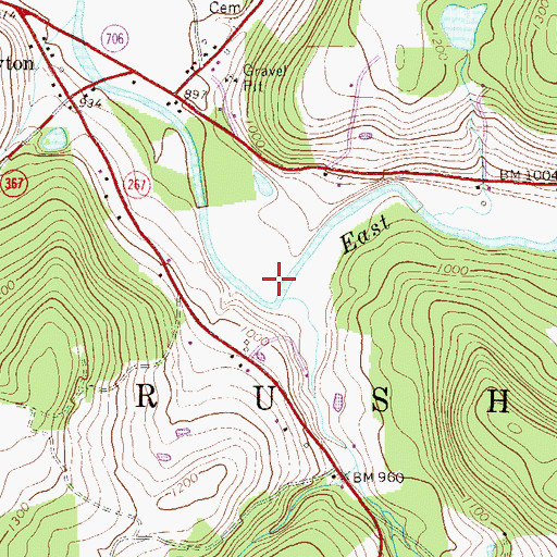 Topographic Map of Township of Rush, PA
