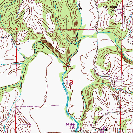 Topographic Map of Little Bluewater Creek, AL