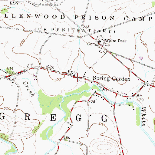 Topographic Map of Township of Gregg, PA