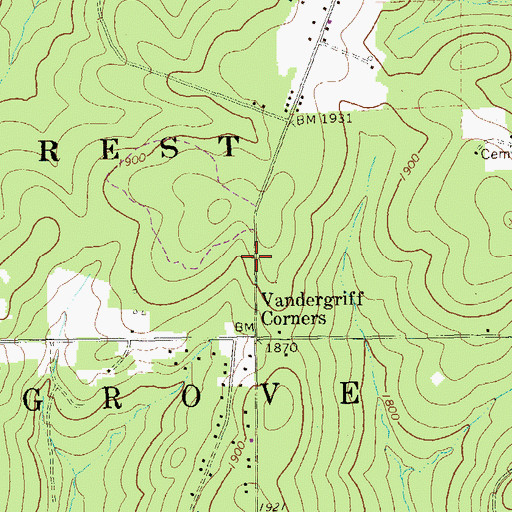 Topographic Map of Township of Cherry Grove, PA