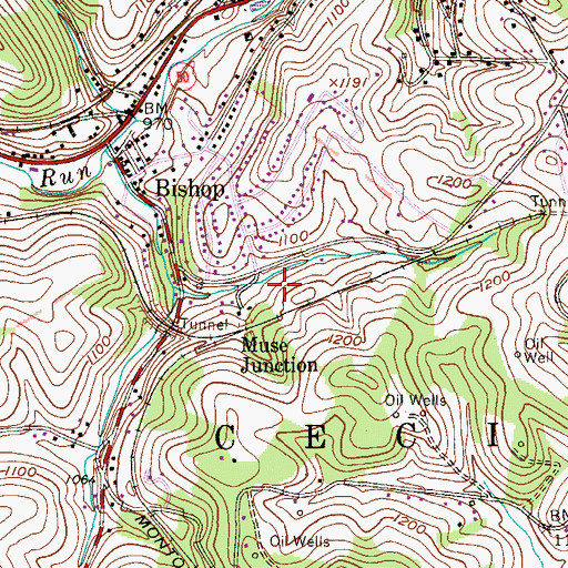 Topographic Map of Township of Cecil, PA