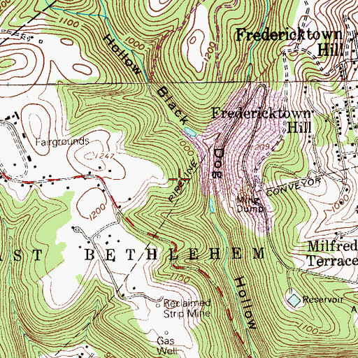 Topographic Map of Township of East Bethlehem, PA