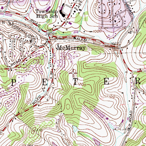 Topographic Map of Township of Peters, PA