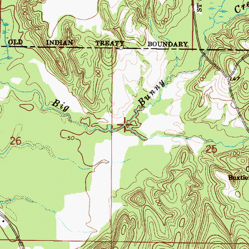 Topographic Map of Little Bunny Creek, AL