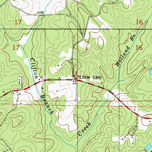 Topographic Map of Little Cemetery, AL