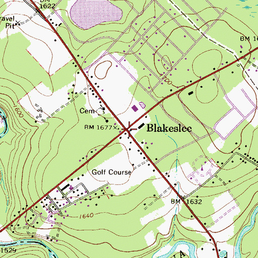 Topographic Map of Blakeslee, PA