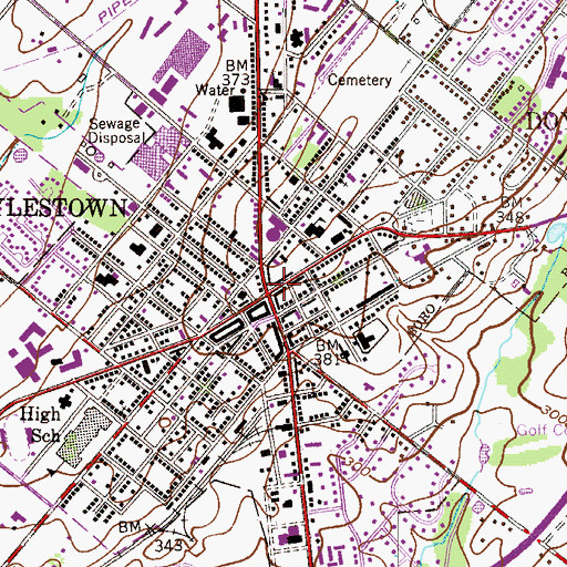 Topographic Map of Doylestown, PA