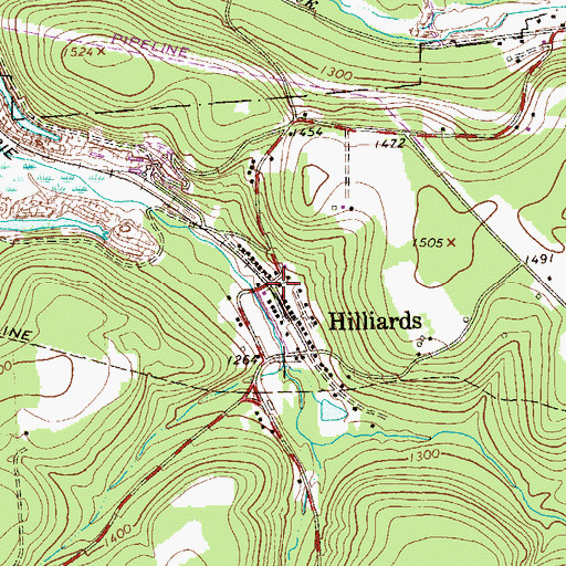Topographic Map of Hilliards, PA