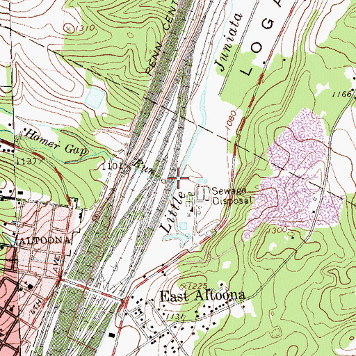 Topographic Map of Homer Gap Run, PA