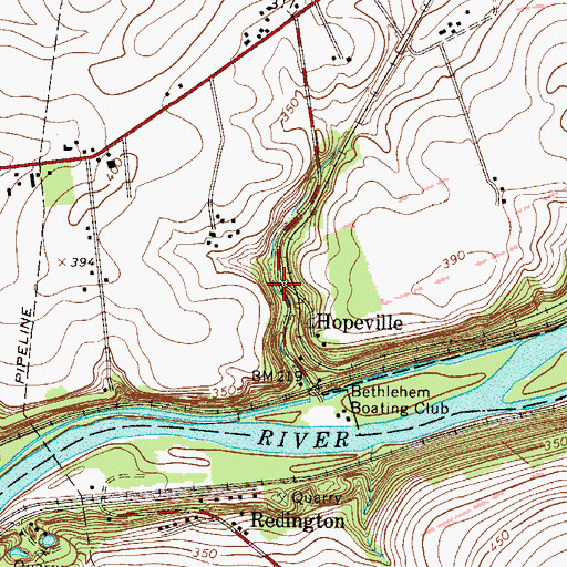 Topographic Map of Mount Hope, PA