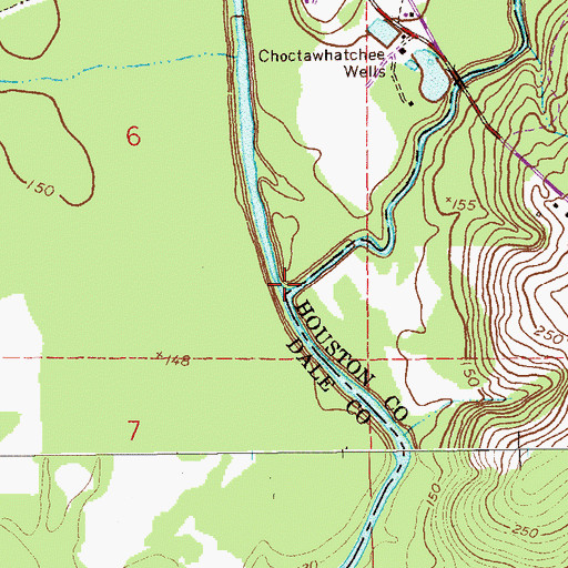 Topographic Map of Little Choctawhatchee River, AL