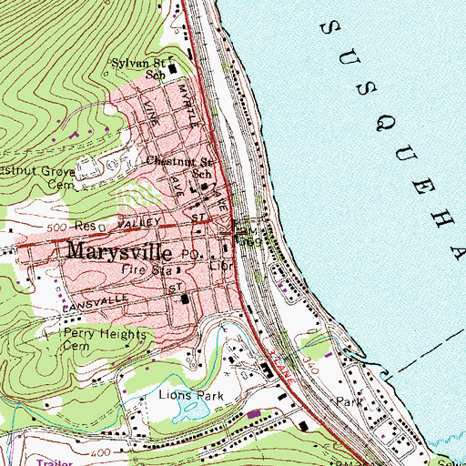 Topographic Map of Marysville, PA