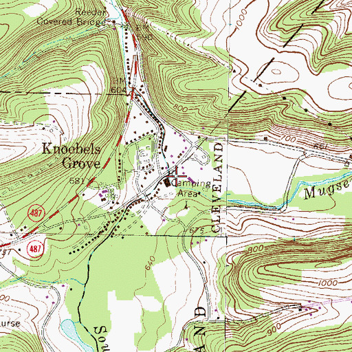 Topographic Map of Mugser Run, PA