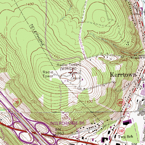 Topographic Map of WMGW Radio Tower (Ticonderoga), PA