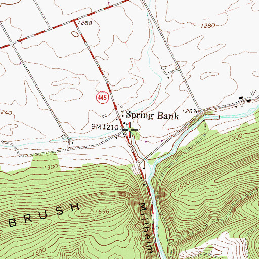 Topographic Map of Spring Bank, PA