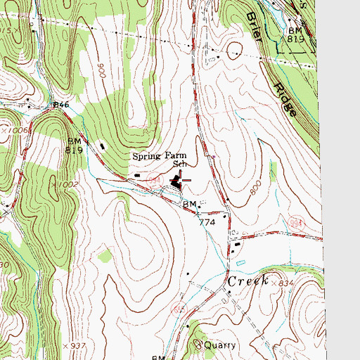 Topographic Map of Spring Farms Elementary School, PA
