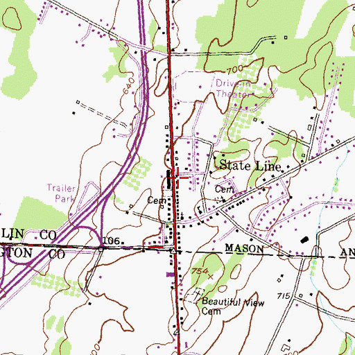 Topographic Map of State Line, PA