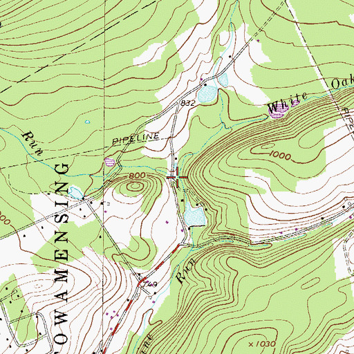 Topographic Map of White Oak Run, PA