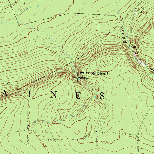 Topographic Map of Winkelblech Gap, PA