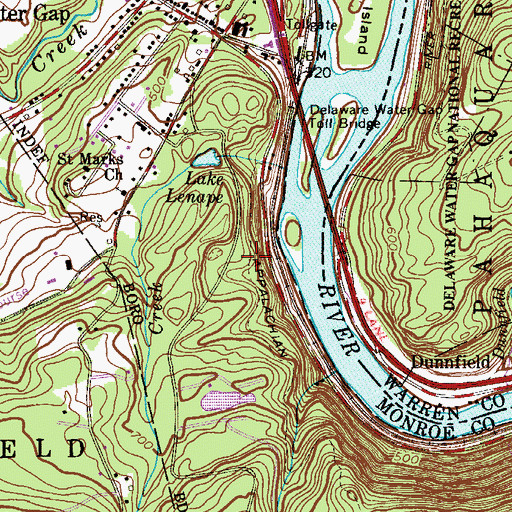 Topographic Map of Borough of Delaware Water Gap, PA