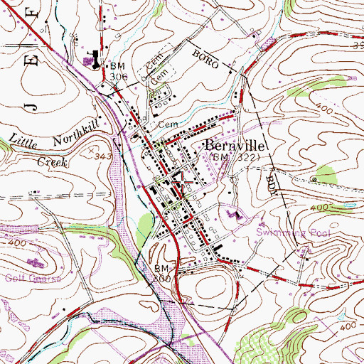 Topographic Map of Bernville, PA