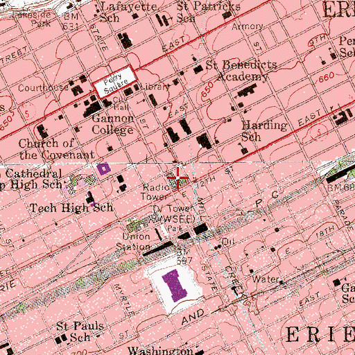 Topographic Map of WEYZ Radio Tower (Ticonderoga), PA