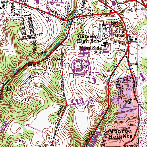 Topographic Map of Municipality of Monroeville, PA