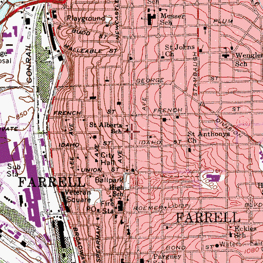 Topographic Map of Saint Alberts School, PA