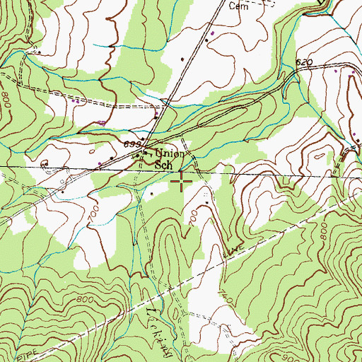 Topographic Map of Union School, PA